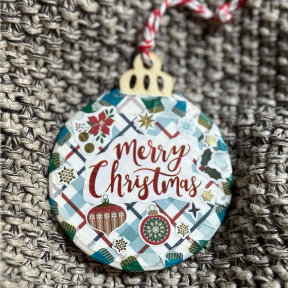 New handmade 3”x3” wooden “Merry Christmas” tree hanging ornament $11 - Picture 2 of 8